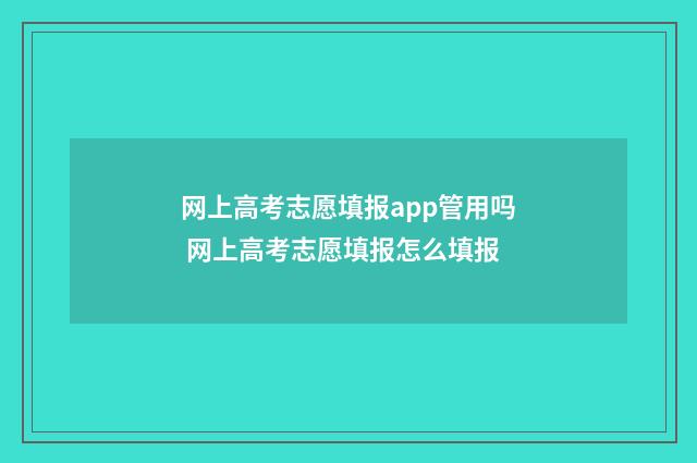 网上高考志愿填报app管用吗 网上高考志愿填报怎么填报