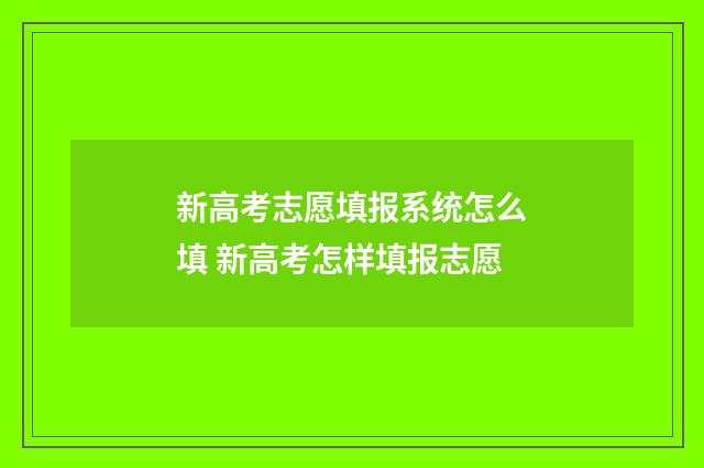 新高考志愿填报系统怎么填 新高考怎样填报志愿
