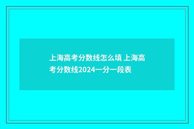 上海高考分数线怎么填 上海高考分数线2024一分一段表