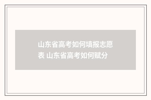 山东省高考如何填报志愿表 山东省高考如何赋分