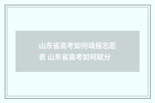 山东省高考如何填报志愿表 山东省高考如何赋分