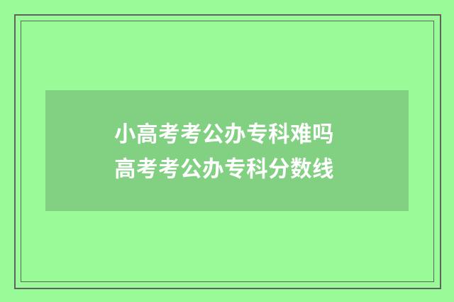 小高考考公办专科难吗 高考考公办专科分数线