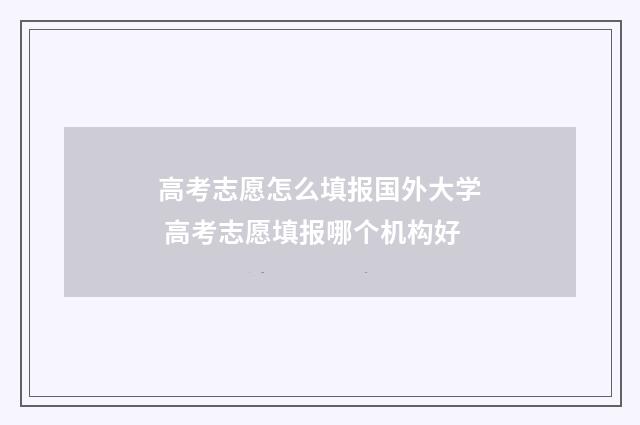 高考志愿怎么填报国外大学 高考志愿填报哪个机构好