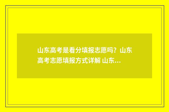 山东高考是看分填报志愿吗？山东高考志愿填报方式详解 山东高考算分