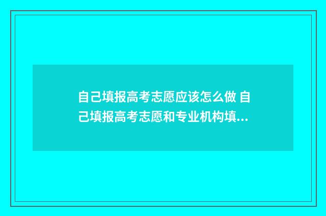 自己填报高考志愿应该怎么做 自己填报高考志愿和专业机构填报有什么不同