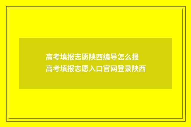 高考填报志愿陕西编导怎么报 高考填报志愿入口官网登录陕西
