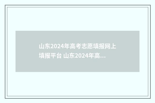 山东2024年高考志愿填报网上填报平台 山东2024年高考时间