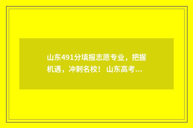 山东491分填报志愿专业，把握机遇，冲刺名校！ 山东高考491能上啥大学