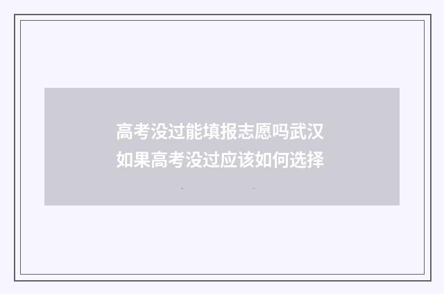 高考没过能填报志愿吗武汉 如果高考没过应该如何选择