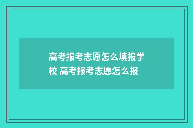 高考报考志愿怎么填报学校 高考报考志愿怎么报