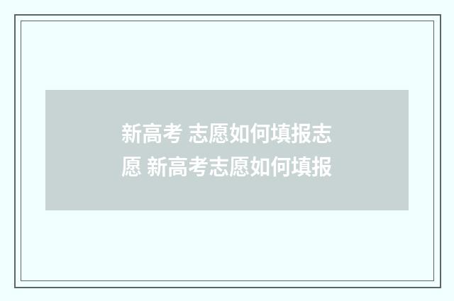 新高考 志愿如何填报志愿 新高考志愿如何填报