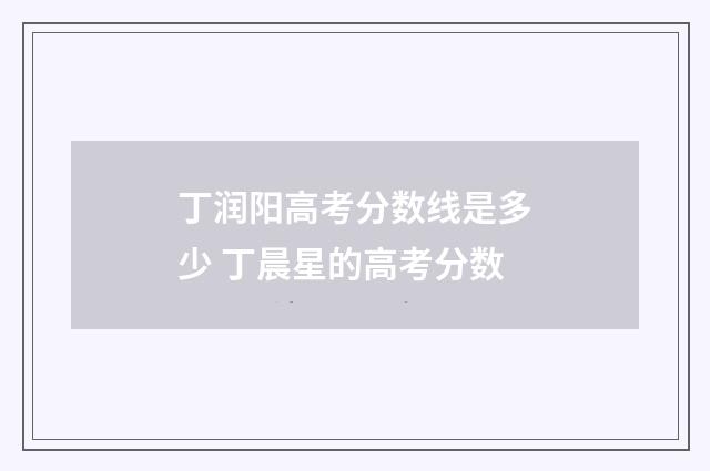丁润阳高考分数线是多少 丁晨星的高考分数