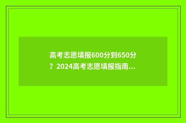 高考志愿填报600分到650分？2024高考志愿填报指南 高考志愿填报系统
