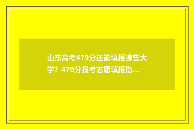 山东高考479分还能填报哪些大学？479分报考志愿填报指南 山东高考479分还有多少人