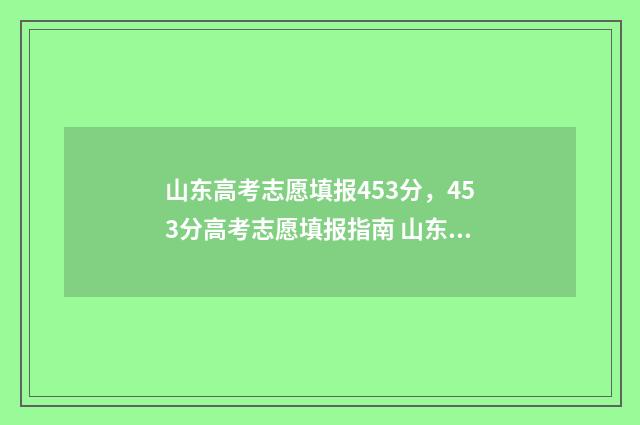 山东高考志愿填报453分，453分高考志愿填报指南 山东高考志愿填报查询
