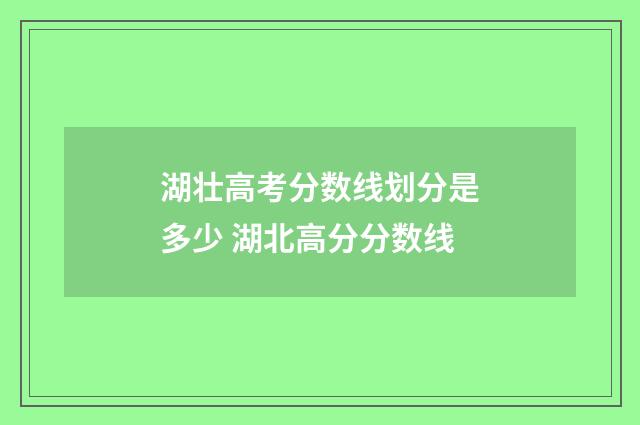 湖壮高考分数线划分是多少 湖北高分分数线