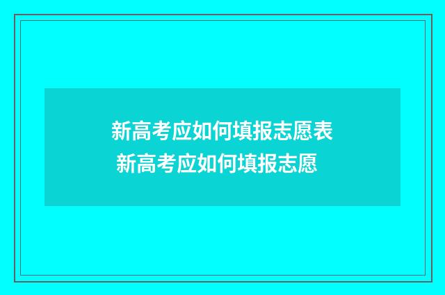 新高考应如何填报志愿表 新高考应如何填报志愿