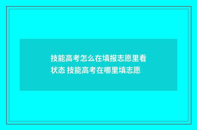 技能高考怎么在填报志愿里看状态 技能高考在哪里填志愿