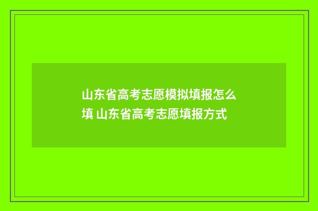 山东省高考志愿模拟填报怎么填 山东省高考志愿填报方式