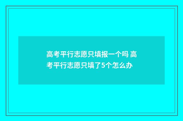 高考平行志愿只填报一个吗 高考平行志愿只填了5个怎么办