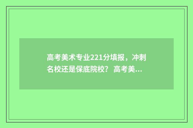 高考美术专业221分填报，冲刺名校还是保底院校？ 高考美术专业文化课考哪些科目