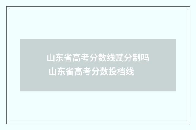 山东省高考分数线赋分制吗 山东省高考分数投档线