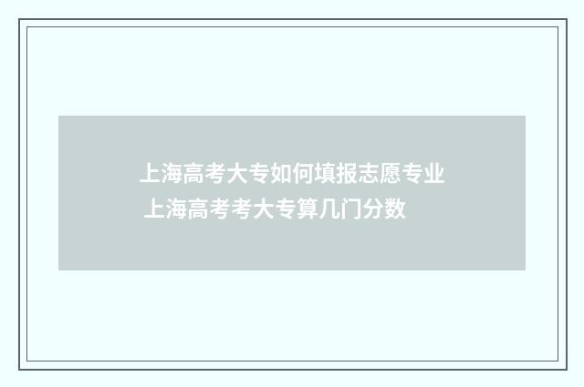 上海高考大专如何填报志愿专业 上海高考考大专算几门分数