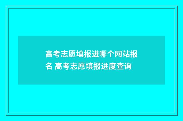 高考志愿填报进哪个网站报名 高考志愿填报进度查询