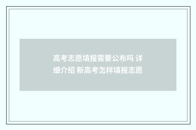 高考志愿填报需要公布吗 详细介绍 新高考怎样填报志愿