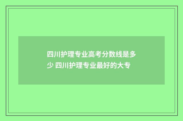 四川护理专业高考分数线是多少 四川护理专业最好的大专