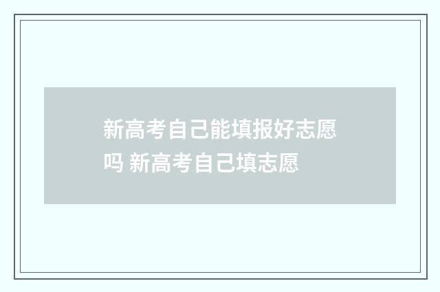 新高考自己能填报好志愿吗 新高考自己填志愿