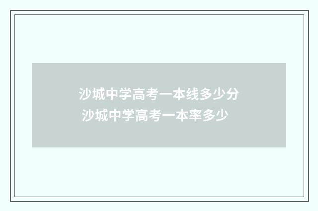 沙城中学高考一本线多少分 沙城中学高考一本率多少
