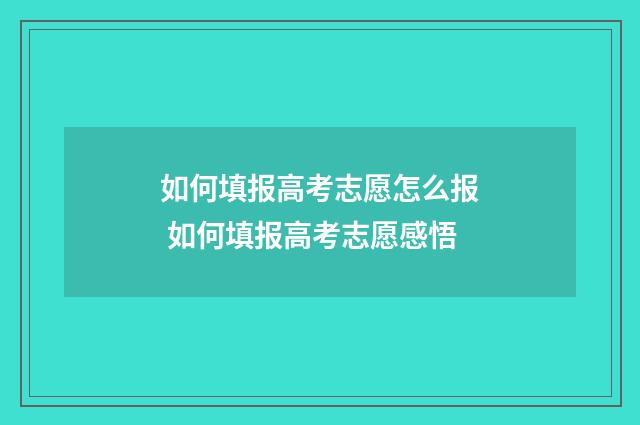 如何填报高考志愿怎么报 如何填报高考志愿感悟