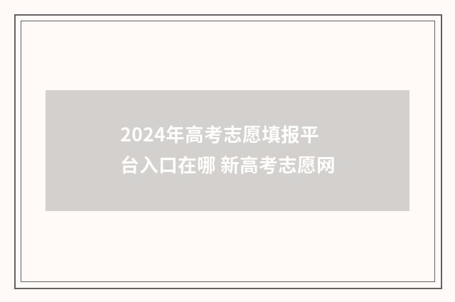 2024年高考志愿填报平台入口在哪 新高考志愿网
