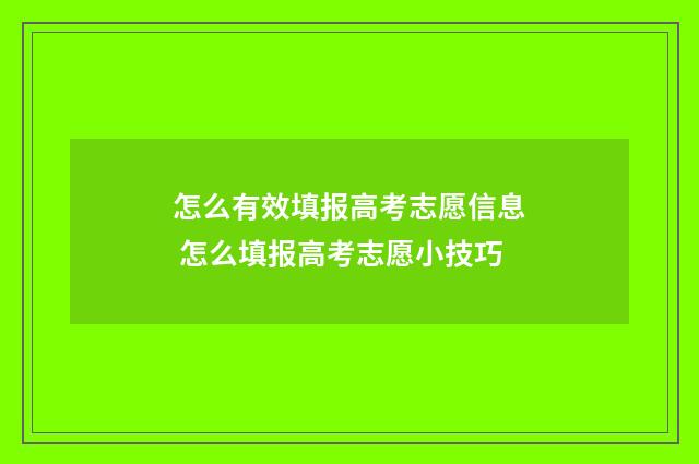 怎么有效填报高考志愿信息 怎么填报高考志愿小技巧