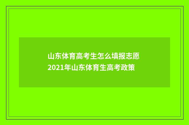 山东体育高考生怎么填报志愿 2021年山东体育生高考政策