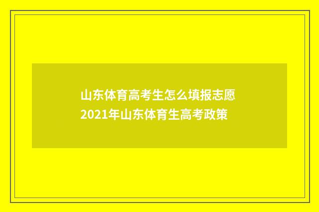 山东体育高考生怎么填报志愿 2021年山东体育生高考政策