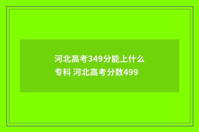 河北高考349分能上什么专科 河北高考分数499