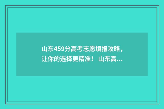山东459分高考志愿填报攻略，让你的选择更精准！ 山东高考452分