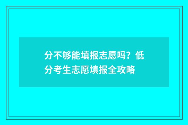 分不够能填报志愿吗？低分考生志愿填报全攻略