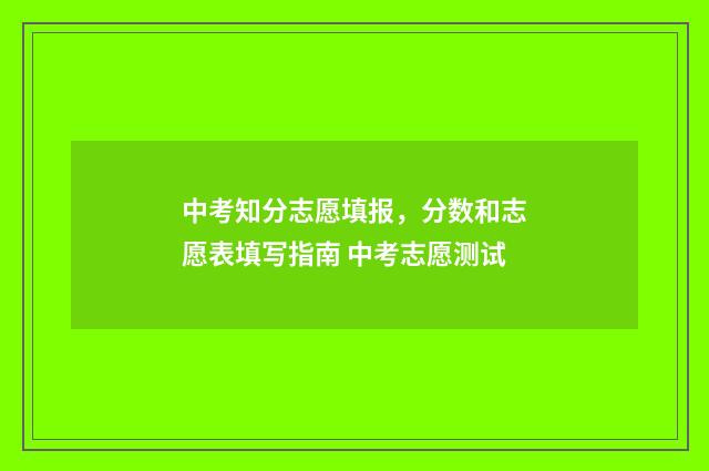 中考知分志愿填报，分数和志愿表填写指南 中考志愿测试