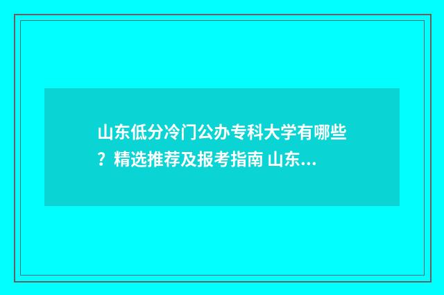 山东低分冷门公办专科大学有哪些？精选推荐及报考指南 山东录取分数较低的公办本科学校