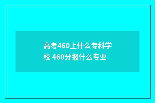 高考460上什么专科学校 460分报什么专业