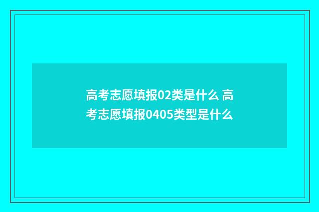 高考志愿填报02类是什么 高考志愿填报0405类型是什么