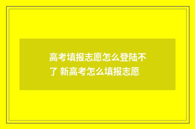 高考填报志愿怎么登陆不了 新高考怎么填报志愿