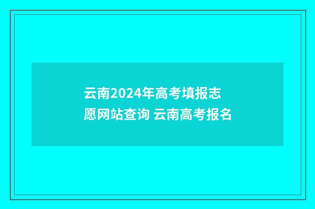 云南2024年高考填报志愿网站查询 云南高考报名