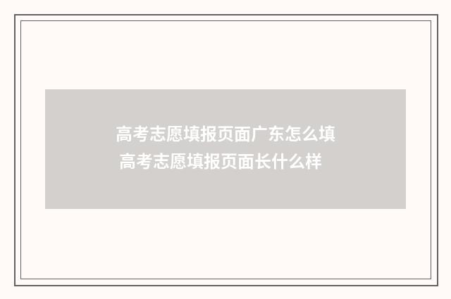 高考志愿填报页面广东怎么填 高考志愿填报页面长什么样