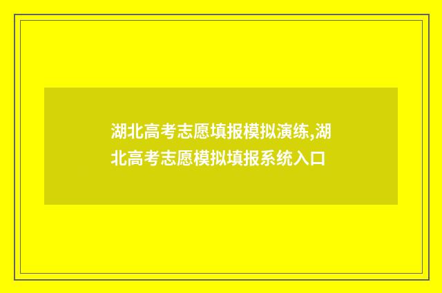 湖北高考志愿填报模拟演练,湖北高考志愿模拟填报系统入口