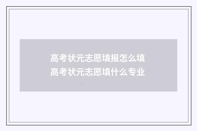 高考状元志愿填报怎么填 高考状元志愿填什么专业