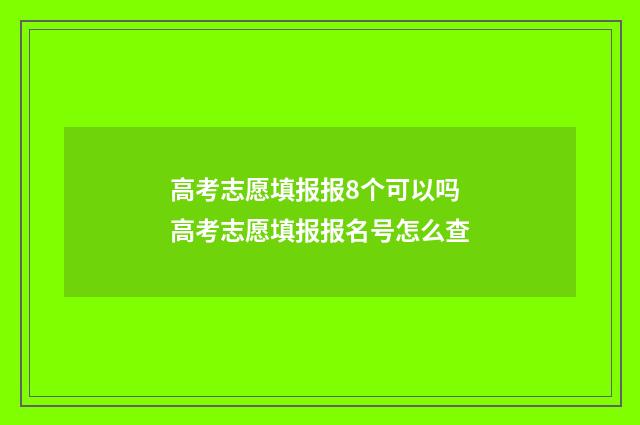 高考志愿填报报8个可以吗 高考志愿填报报名号怎么查